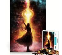 Femme tendant la Main vers la lumière Puzzle de 1000 pièces pour Adolescents Jeu de mémoire Amusant Pièces Robustes et découpées avec précision Jeu Portable et idéal pour Les Voyages (50x75cm)