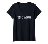 Femme Tengo Hambre C'est drôle, J'Ai Faim. T-Shirt avec Col en V