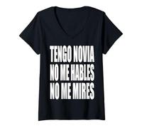 Femme Tengo Novia No Me Hables No Me Mires T-Shirt avec Col en V