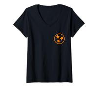 Femme Tennessee Flag, Vintage Tennessee Tri-Star T-Shirt avec Col en V