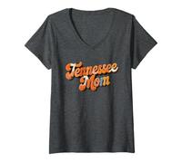 Femme Tennessee Mom Vintage Patchwork State Design T-Shirt avec Col en V