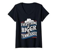 Femme Tennessee Tout est Plus Grand dans l'État du Tennessee USA T-Shirt avec Col en V