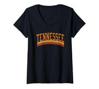 Femme Tennessee Varsity Retro Sunset Tennessee Vintage Tennessee T-Shirt avec Col en V