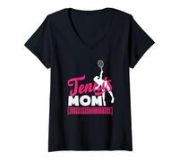 Femme Tennis Mom Joueur de Tennis Sports Passion Fun T-Shirt avec Col en V