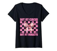 Femme Tente de Carnaval Not My Circus Not My Monkeys pour Fille Maman Coquette T-Shirt avec Col en V