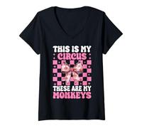 Femme Tente de Carnaval « This is My Circus These are My Monkeys » T-Shirt avec Col en V