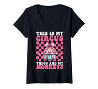 Femme Tente de Carnaval « This is My Circus These are My Monkeys » T-Shirt avec Col en V