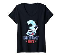 Femme Tenue d'anniversaire pour garçon Pilote d'avion 3e Anniversaire T-Shirt avec Col en V