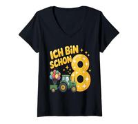 Femme Tenue de Tracteur pour Enfant 8ème Anniversaire garçon Ich Bin Schon 8 T-Shirt avec Col en V