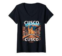Femme Tenue de Voyage Inca Cusco péruvienne Souvenir du Pérou T-Shirt avec Col en V