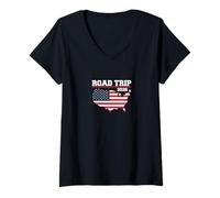 Femme Tenue Road Trip USA 2026 | T-Shirt avec Col en V