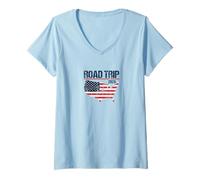 Femme Tenue Road Trip USA 2026 | T-Shirt avec Col en V