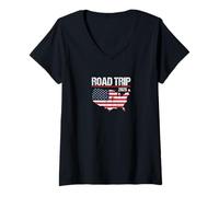 Femme Tenue Road Trip USA 2026 | T-Shirt avec Col en V