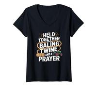 Femme Tenus ensemble avec une ficelle à balles et un tracteur de prière T-Shirt avec Col en V