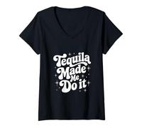 Femme Tequila Made Me Do It Cadeau d'été de voyage pour fête mexicaine T-Shirt avec Col en V