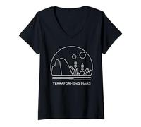 Femme Terraforming Mars - Board Game Design - Table de Jeu T-Shirt avec Col en V