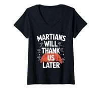 Femme Terraforming Mars Exploration Spatiale Colonisation de Mars T-Shirt avec Col en V