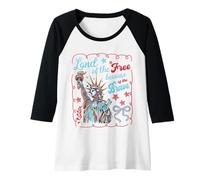 Femme Terre de liberté grâce à la courageuse Statue de la Liberté, États-Unis Manche Raglan