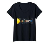 Femme Terre Depuis l'espace - planètes, étoiles, système Solaire T-Shirt avec Col en V