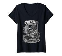 Femme Terre-Neuve Boire du café glacé sur Une balançoire n&w DIGOR T-Shirt avec Col en V