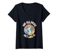 Femme Terre "NOUS TOUS ICI. Vivez ICI". Unité T-Shirt avec Col en V