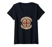 Femme Terre Sainte de Jérusalem (en Latin) Chevaliers Templiers Croix T-Shirt avec Col en V