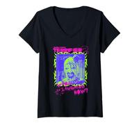 Femme Terrifier 2 Neon Who's Laughing Art The Clown Horror Movie T-Shirt avec Col en V