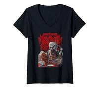 Femme Terrifier 3 Bloody Art The Clown Chainsaw Christmas Horror T-Shirt avec Col en V
