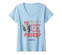 Femme Terrifier Hack Me Into Little Pieces Bloody Text Art Horror T-Shirt avec Col en V