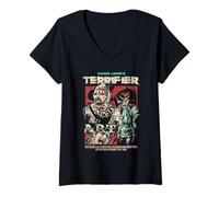 Femme Terrifier Nothing Can Stop Him Poster Collage Horror Movie T-Shirt avec Col en V