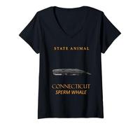Femme Territoire du Connecticut Physeter Animal macrocéphalus T-Shirt avec Col en V