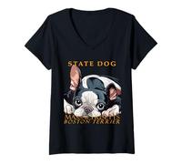 Femme Territoire du Massachusetts Chien The Boston Terrier T-Shirt avec Col en V