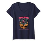 Femme Terror Emerged Monster Box - Spooky Halloween T-Shirt avec Col en V