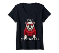 Femme T'es sérieux là ? T-Shirt avec Col en V