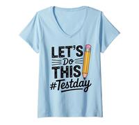 Femme Test Day Lets Do This Pencil State Testing Teacher T-Shirt avec Col en V
