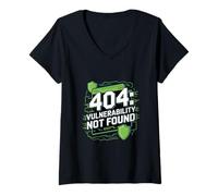 Femme Test de pénétration « 404 : VULNÉRABILITÉ Non TROUVÉE » Ordinateur T-Shirt avec Col en V
