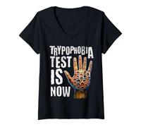 Femme Test de trypophobie Effrayant la Peur des Trous Main T-Shirt avec Col en V