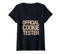 Femme Testeur de Biscuits Officiel avec Citation Amusante T-Shirt avec Col en V