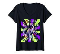 Femme Tête de cheval rétro des années 60 Cheval Jeune Fille Cavalier T-Shirt avec Col en V