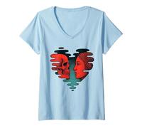 Femme Tête de mort et femme surréalistes en forme de cœur T-Shirt avec Col en V