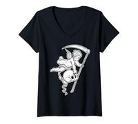 Femme Tête de Mort pour bébé Faucheuse Gothique Ange chérubin T-Shirt avec Col en V