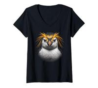 Femme Tête de Pingouin Royal - Oiseau de mer - Nature - Pingouin T-Shirt avec Col en V
