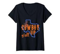 Femme Texan Rodeo Cowboy Up Y'all Lone Star Home State HLSR Chemise T-Shirt avec Col en V