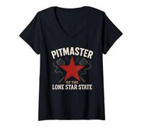 Femme Texas BBQ Legend Pitmaster Grill Master Filet fumé Cadeau T-Shirt avec Col en V