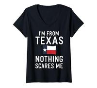 Femme Texas Je Viens du Texas Rien ne me Fait Peur États-Unis Amérique État américain T-Shirt avec Col en V