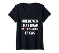 Femme Texas Où Que Je puisse me déplacer, Mon cœur Reste au Texas T-Shirt avec Col en V