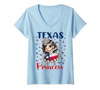 Femme Texas Princess Dab Dance Drapeau du Texas pour Filles T-Shirt avec Col en V