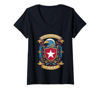 Femme Texas Proud and Free Eagle Lone Star Panneau Art Vintage T-Shirt avec Col en V