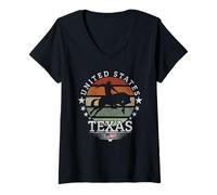Femme Texas Rodeo Cheval Retro Pride T-Shirt avec Col en V