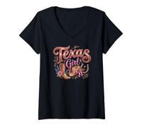Femme Texas Western Cowgirl Southern State Pride Cute Texas T-Shirt avec Col en V